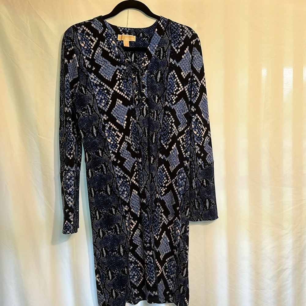 Ladies size M Michael Michael Kors blue/black/white snake print dress